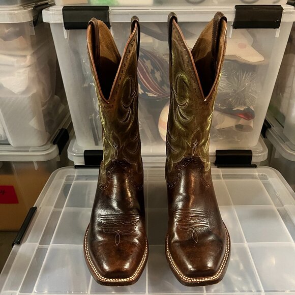 Ariat Men’s Turnback Western Cowboy Boots Brown Leather Size 12D – Excellent Con - Picture 2 of 6